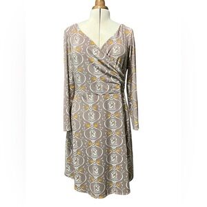 Blue Platypus Faux Wrap Dress Size XL A Line Whimsical Retro Birds